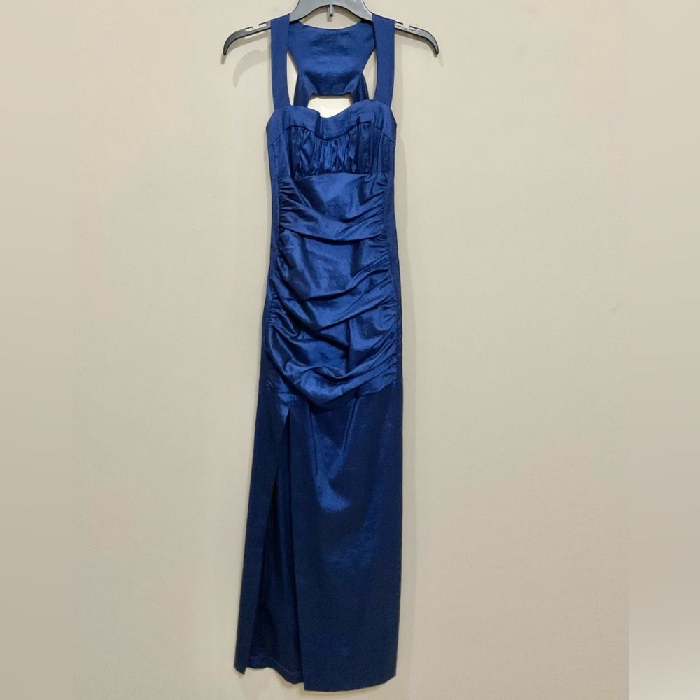 Vintage Jessica McClintock Formal Dress Sz 8 Blue Full Length Sleeveless